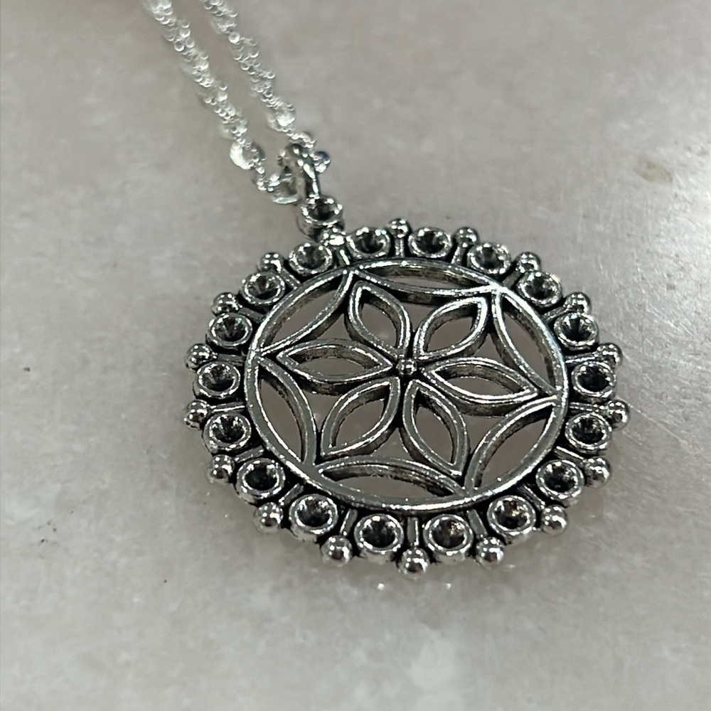 Sterling Silver Flower of Life Pendant Necklace - Picture 2 of 4